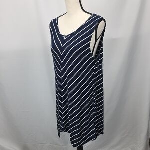 Ellen Tracy Navy and White Striped Top